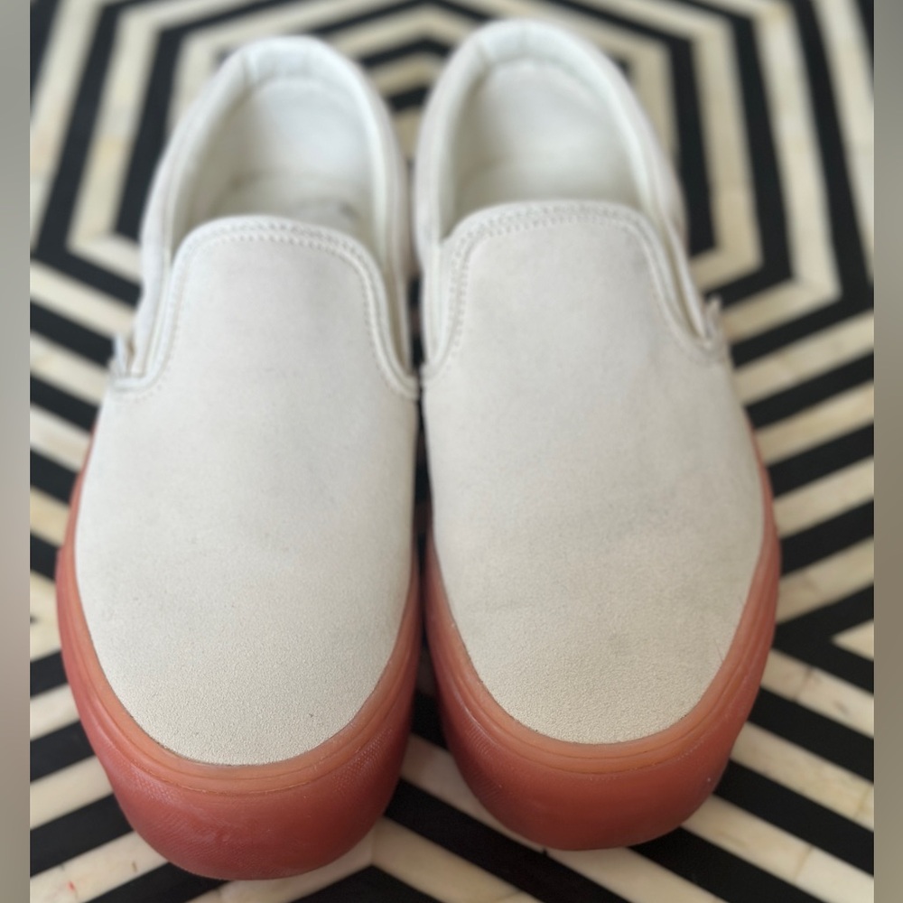 Vans, M 7 1/2, White, Suede, Pink Platform. Worn once.